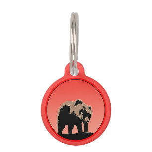 Grizzly Bear at Sunset - Original Wildlife Art Pet Tag