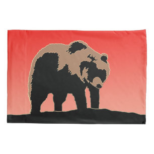 Grizzly Bear at Sunset  - Original Wildlife Art Pillowcase