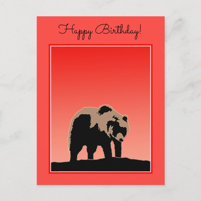 Grizzly Bear at Sunset  - Original Wildlife Art Postcard (Front)