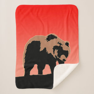 Grizzly Bear at Sunset - Original Wildlife Art Sherpa Blanket