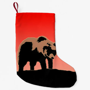 Grizzly Bear at Sunset  - Original Wildlife Art Small Christmas Stocking