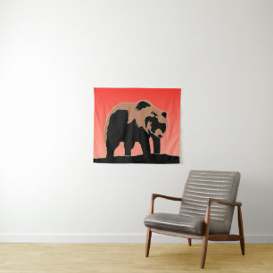Grizzly Bear at Sunset  - Original Wildlife Art Tapestry