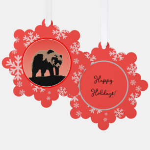 Grizzly Bear at Sunset  - Original Wildlife Art Tree Decoration Card