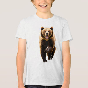Grizzly bear attack a men in the back 8k on his ba Tri-Blend shirt