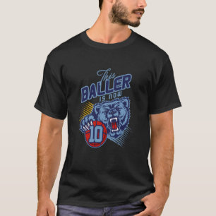 Grizzly Bear Basketball 10 Years Old Birthday Ball T-Shirt