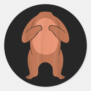 Grizzly Bear Body Belly Costume Easy Halloween Classic Round Sticker