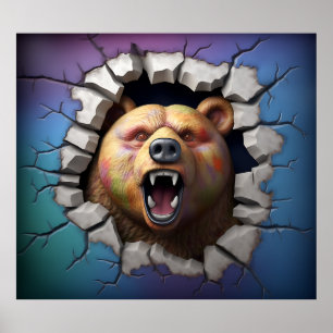 Grizzly Bear Breaking Out Print Poster Artwork