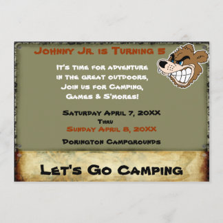 Grizzly Bear Campout Birthday Invite