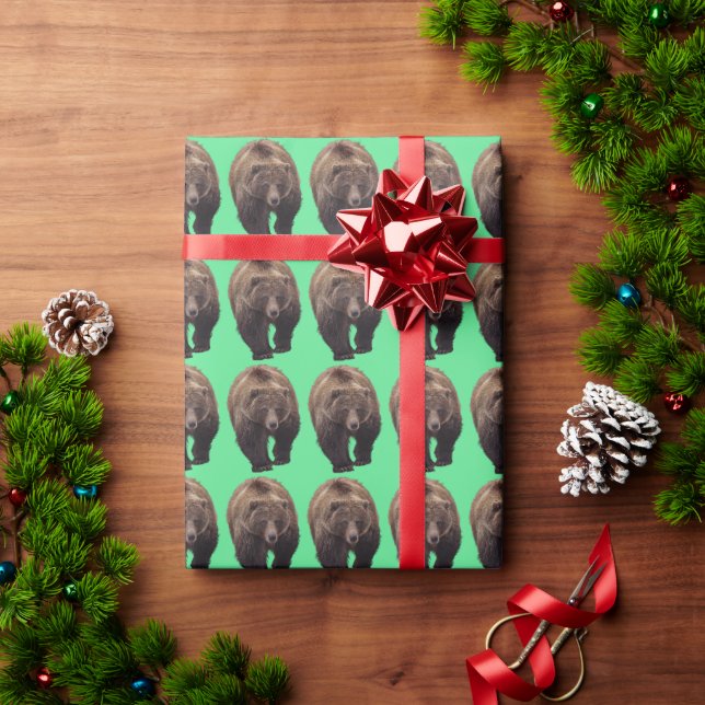GRIZZLY BEAR CHRISTMAS WRAPPING PAPER (Holiday Gift)