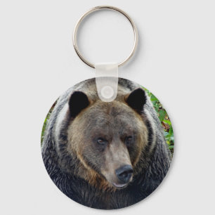 Grizzly Bear Close-up Key Ring