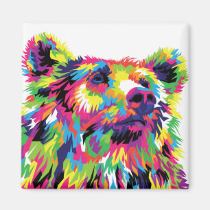 Grizzly bear colourful pop art abstract magnet