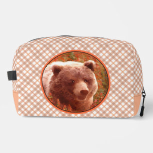 Grizzly Bear Cub in Fireweed Painting Wildlife Art Dopp Kit