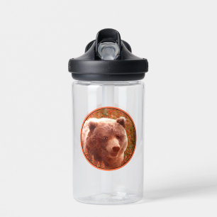 Grizzly Bear Cub in Fireweed Painting Wildlife Art Water Bottle