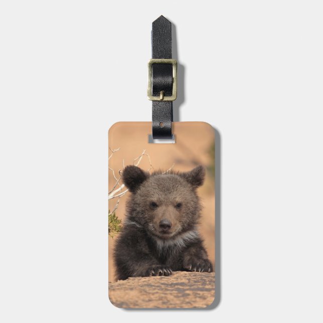 Grizzly Bear Cub Luggage Tag (Front Vertical)