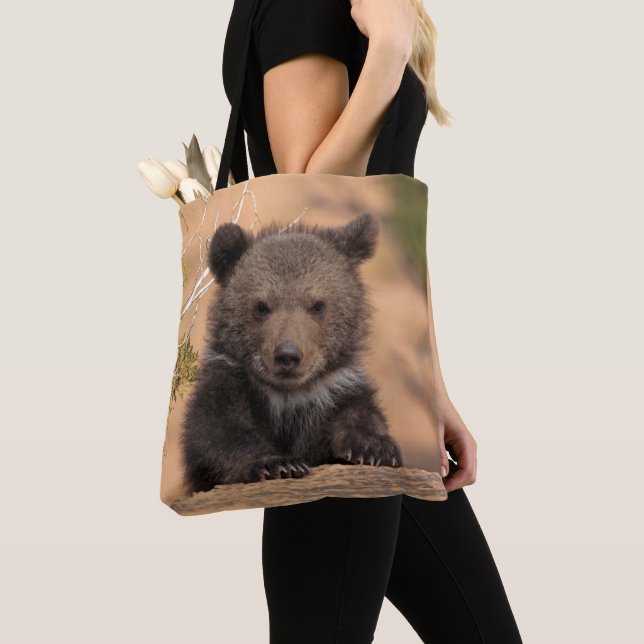 Grizzly Bear Cub Tote Bag (Close Up)