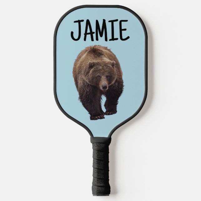 GRIZZLY BEAR CUSTOM ADD NAME Pickleball Paddles (Front)