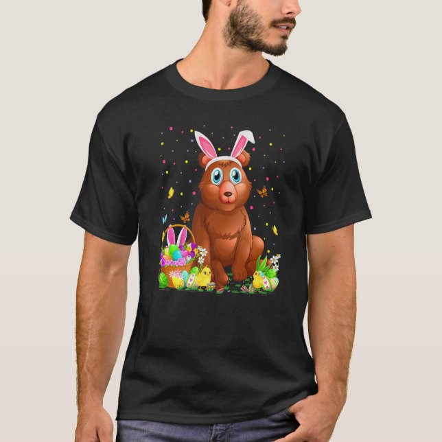 Grizzly Bear Easter Egg Hunting Grizzly Bear Easte T-Shirt (Front)