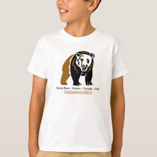 GRIZZLY BEAR- Endangered animal graphic T-Shirt