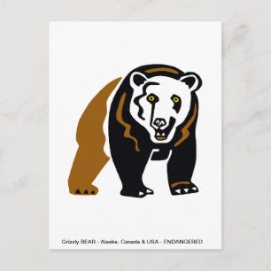 Grizzly BEAR - Endangered animal - Nature - Postcard