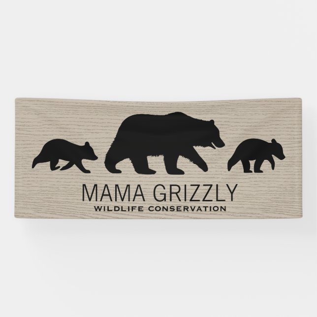 Grizzly Bear Family Custom Banner (Horizontal)