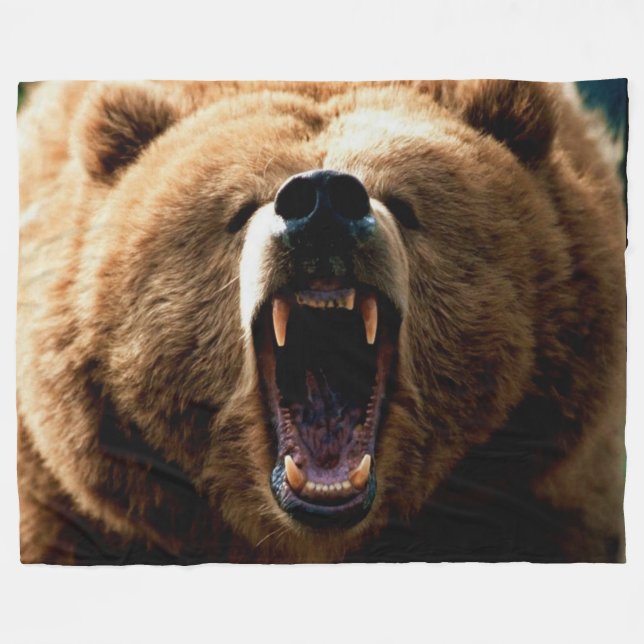 GRIZZLY BEAR FLEECE BLANKET (Front (Horizontal))