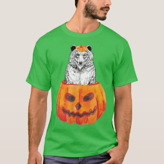 Grizzly bear Happy Halloween Pumpkin Woodland Anim T-Shirt