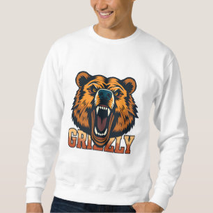 Grizzly Bear Head Emphasizing Power Sweatshirt