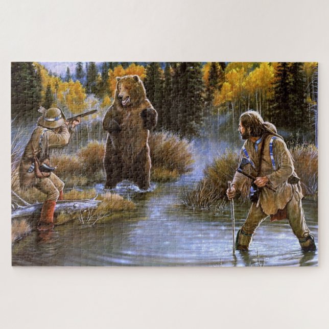 Grizzly Bear Hunt Who's Hunting Who Jigsaw Puzzle (Horizontal)