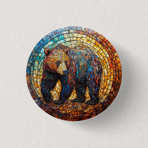 Grizzly Bear in Artistic Design 3 Cm Round Badge