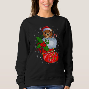Grizzly Bear In Christmas Socks Santa Grizzly Bear Sweatshirt