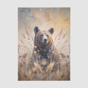 Grizzly Bear in Meadow Grass in Neutral Shades Tissue Paper