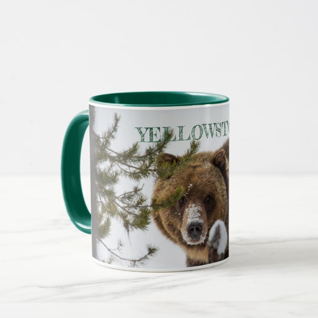 Grizzly Bear in Snow, Yellowstone National Park Mu Mug (Front Left)