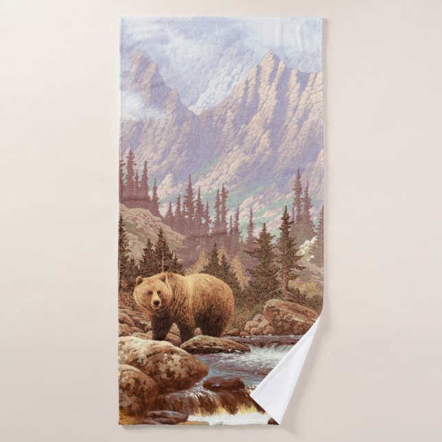 Grizzly Bear in the Rocky Mountains / AF-006bear,g Bath Towel (Bath Towel)
