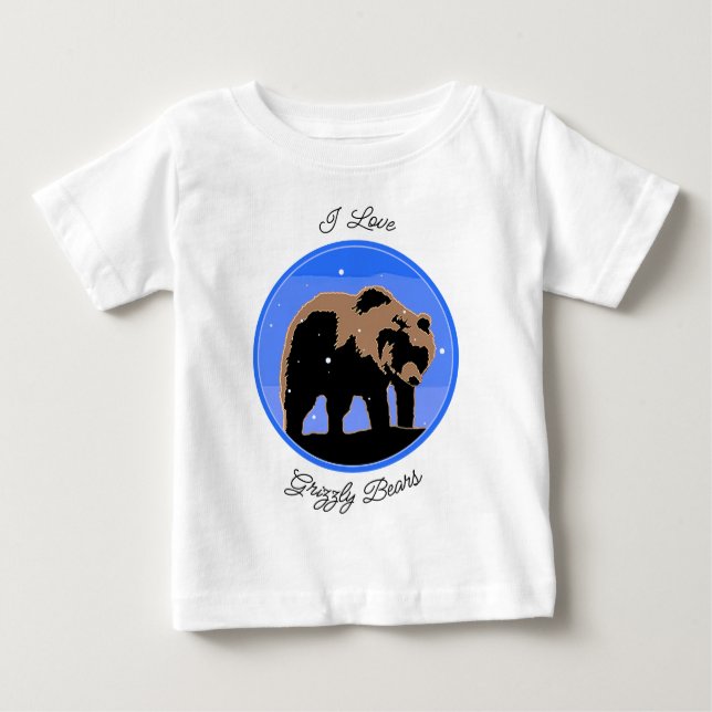 Grizzly Bear in Winter  - Original Wildlife Art Ba Baby T-Shirt (Front)