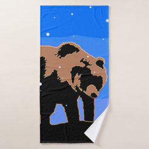 Grizzly Bear in Winter  - Original Wildlife Art Bath Towel Set