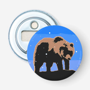 Grizzly Bear in Winter  - Original Wildlife Art Bottle Opener