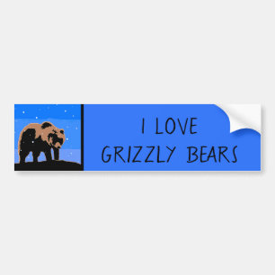 Grizzly Bear in Winter  - Original Wildlife Art Bumper Sticker