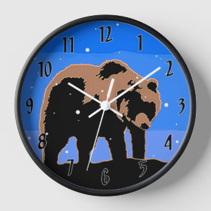 Grizzly Bear in Winter  - Original Wildlife Art Clock