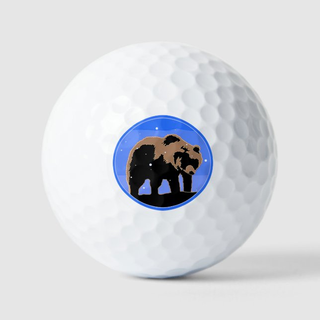 Grizzly Bear in Winter  - Original Wildlife Art Golf Balls (Front)