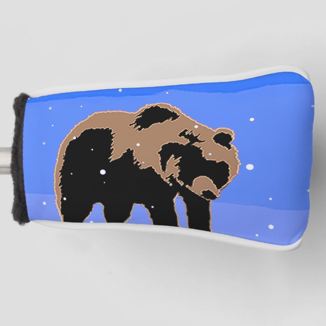 Grizzly Bear in Winter  - Original Wildlife Art Golf Head Cover (Front)