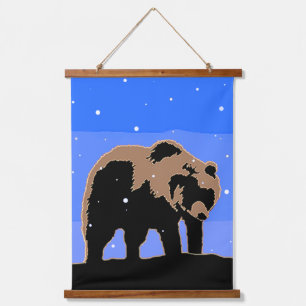 Grizzly Bear in Winter  - Original Wildlife Art Hanging Tapestry
