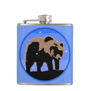Grizzly Bear in Winter  - Original Wildlife Art Hip Flask