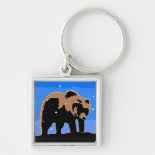 Grizzly Bear in Winter - Original Wildlife Art Key Ring
