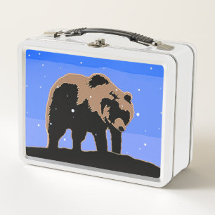 Grizzly Bear in Winter - Original Wildlife Art Metal Lunch Box