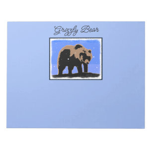Grizzly Bear in Winter - Original Wildlife Art Notepad