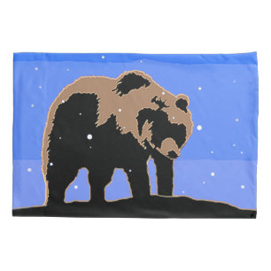 Grizzly Bear in Winter  - Original Wildlife Art Pillowcase