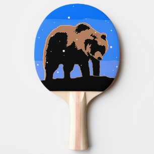 Grizzly Bear in Winter  - Original Wildlife Art Ping Pong Paddle