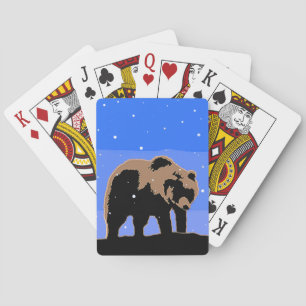 Grizzly Bear in Winter - Original Wildlife Art Playing Cards