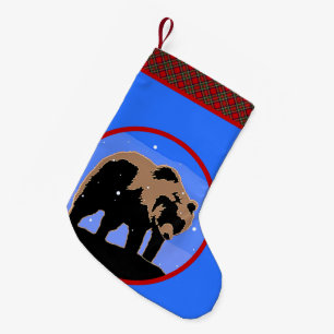 Grizzly Bear in Winter  - Original Wildlife Art Small Christmas Stocking