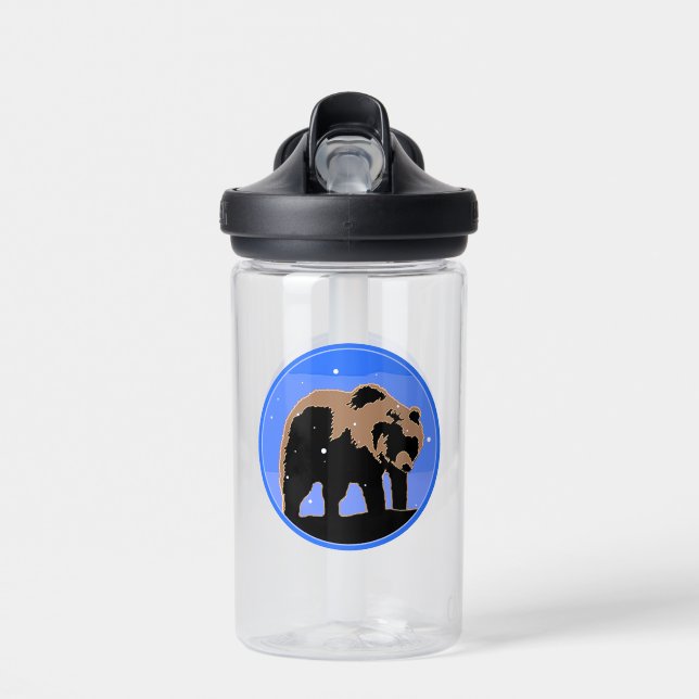 Grizzly Bear in Winter  - Original Wildlife Art Water Bottle (Front)